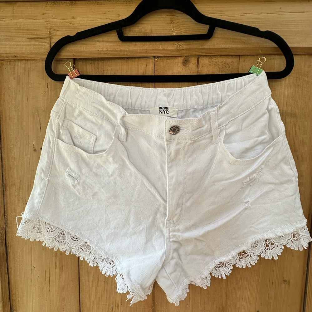 NYC Women's White High Waist Lace Shorts